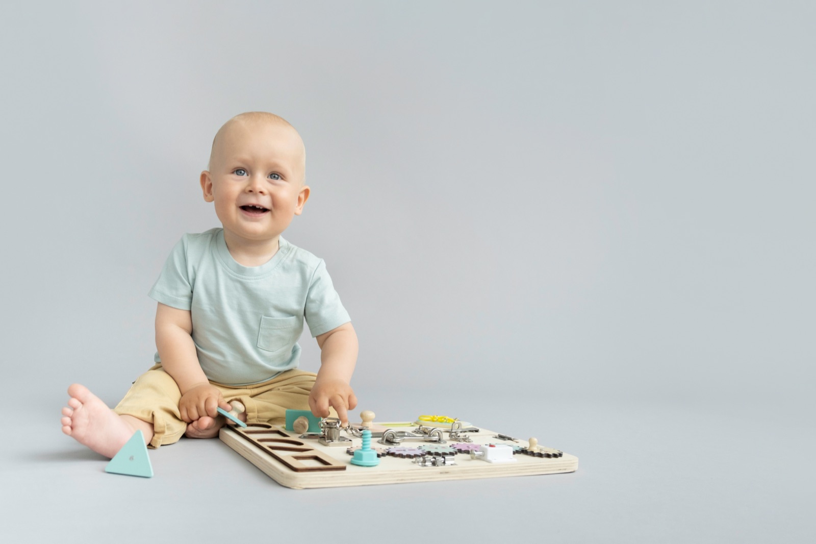 Happy baby playing